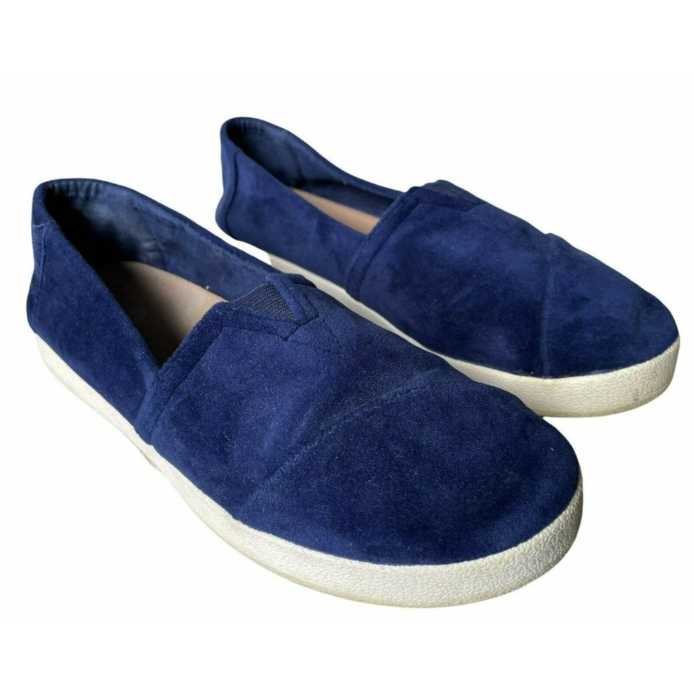 TOMS Sapphire Blue Velvet Alpargata Classics Slip on Flats Shoes Sneakers size 7